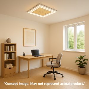 modern home office with infrared ceiling heater – smart infrared heating by Eluxevo for energy-efficient comfort